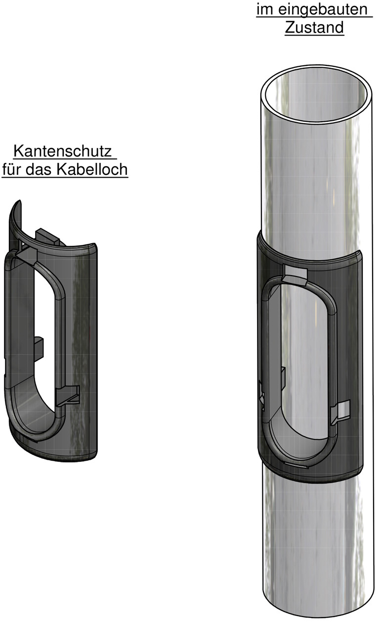 Kantenschutz für das Kabelloch 50 x 150 mm