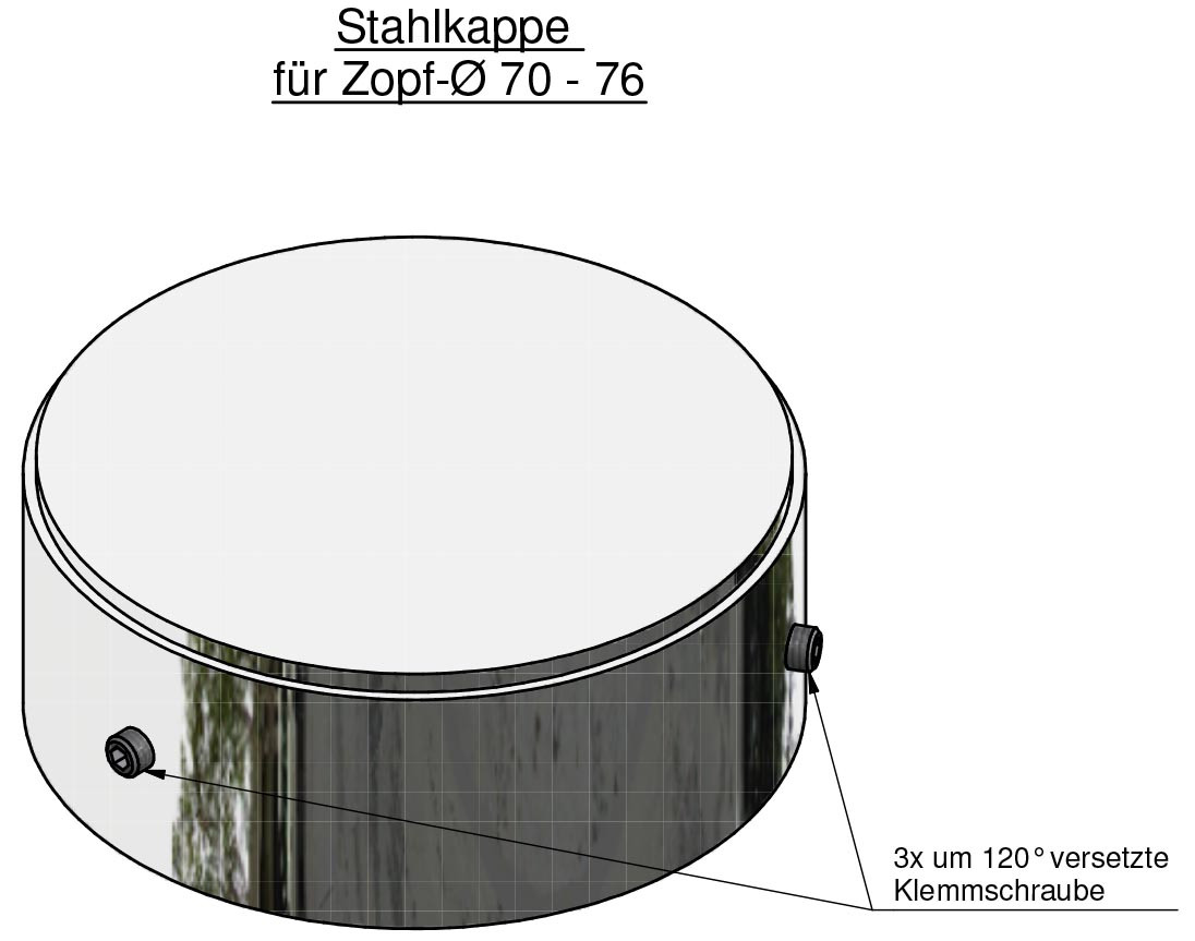 Stahlkappe D: 88,9 für Zopf 70-76mm