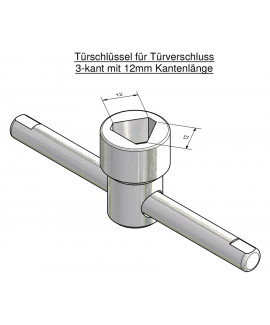 Türschlüssel mit beweglichem Drehstift für Türverschluß 3-kant mit 12 mm Kantenlänge